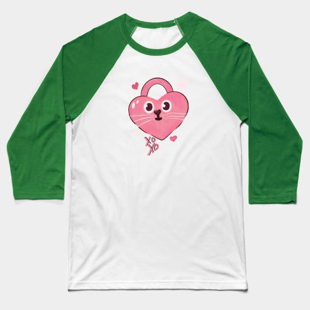 Heart Love Lock XOXO Baseball T-Shirt by Mariia Tsymbala